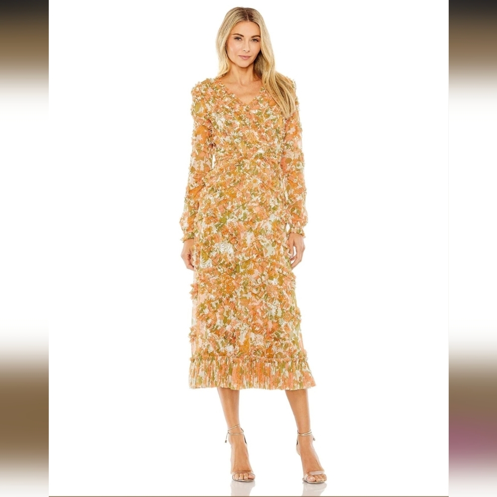 NWT Mac Duggal Lattice Ruffle Dress